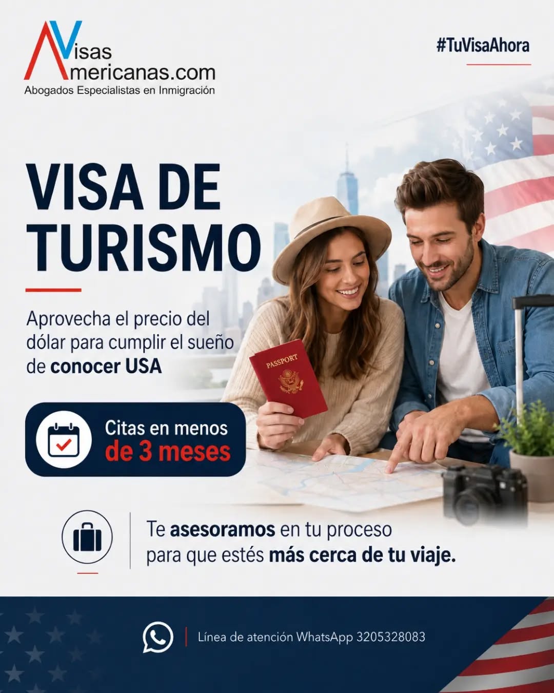 La Visa de Turismo es tu oportunidad para descubrir nuevos destinos, vivir experiencias únicas y crear recuerdos inolvidables.

Con nuestra experta asesoría, te ayudamos a preparar toda tu documentación y a presentarte con total seguridad y confianza ante el consulado.

Ya sea que viajes solo, en pareja o en familia, en visasAmericanas.com te guiamos paso a paso.

📲 Escríbenos a visas@visasamericanas.com o contáctanos por WhatsApp al (+57) 320 5328083.

#VisaTurismo #ViajarAUSA #TurismoUSA #DescubreEEUU #ConsuladoUSA